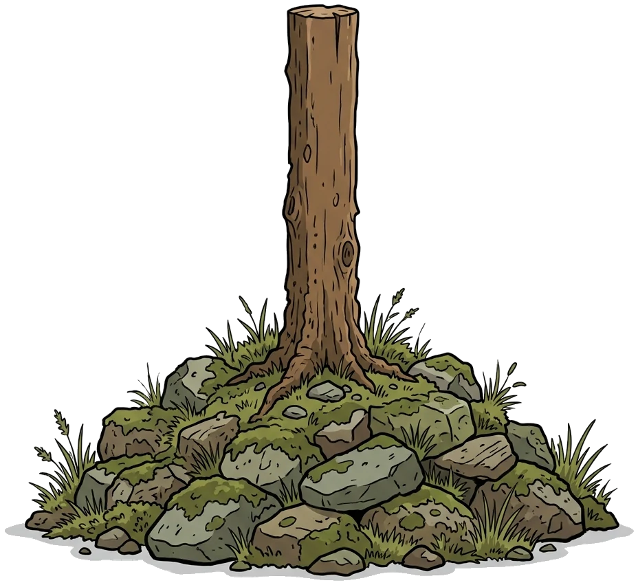 Scheunen-Pass Holzpfahl Cairn