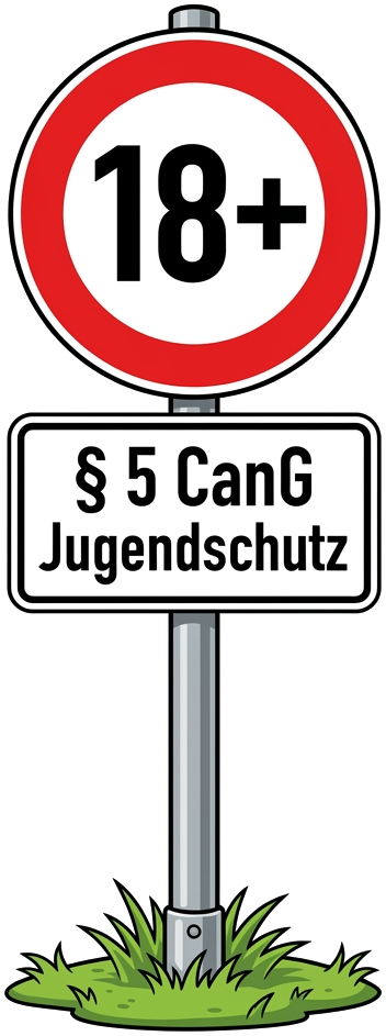 Verkehrsschild Ab 18 § 5 CanG Jugendschutz